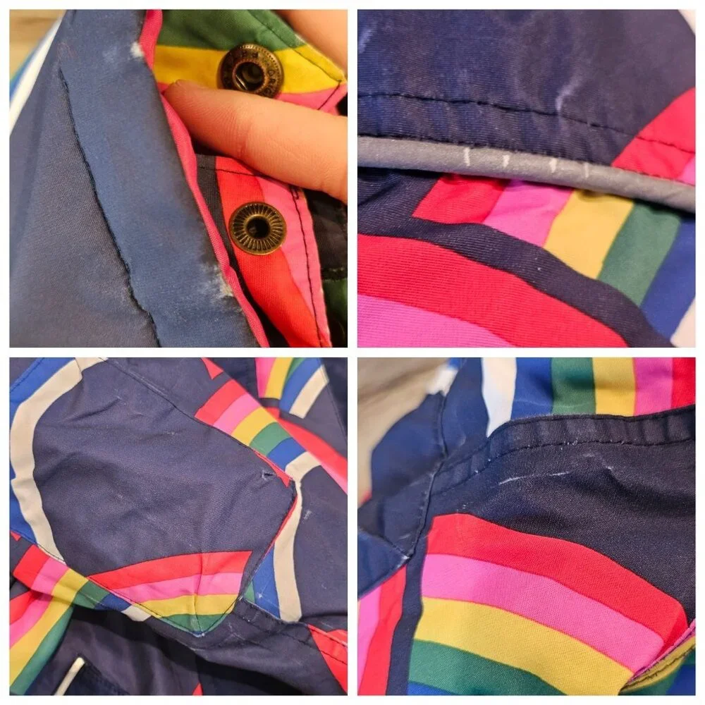 BODEN ALL WEATHER WATERPROOF‎ SKI SNOW COAT JACKET RAINBOW Sz 5-6 Removable Hood